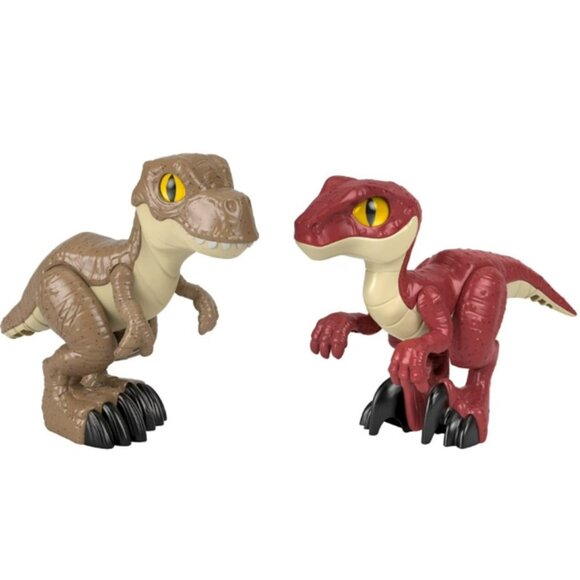 Imaginext Jurassic World Dino Attack 2 Pk 9.5 Inch T.Rex & 9 Inch Raptor Figures - Picture 2 of 4